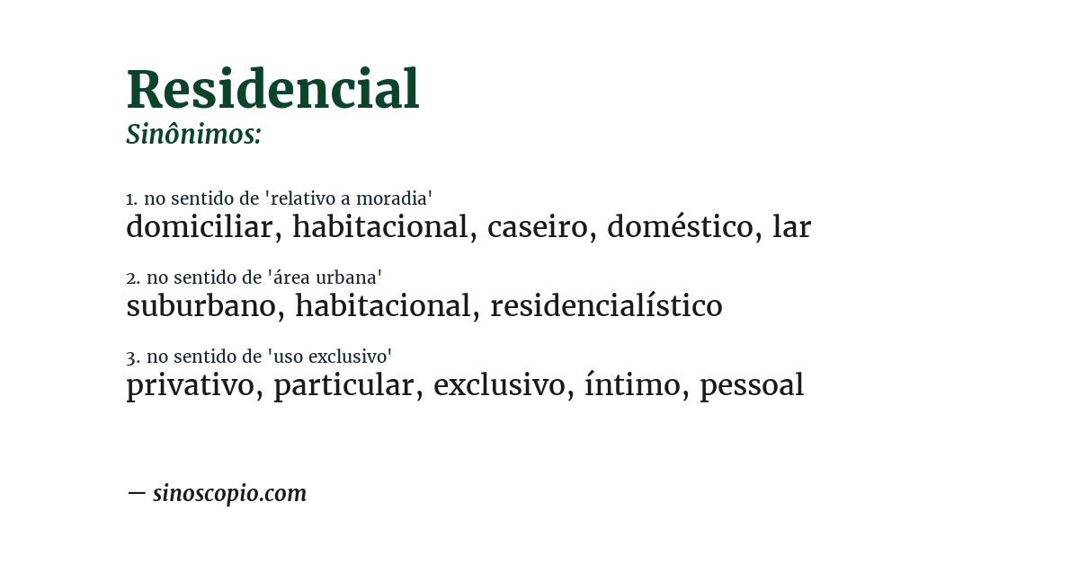 Sinônimo de residencial