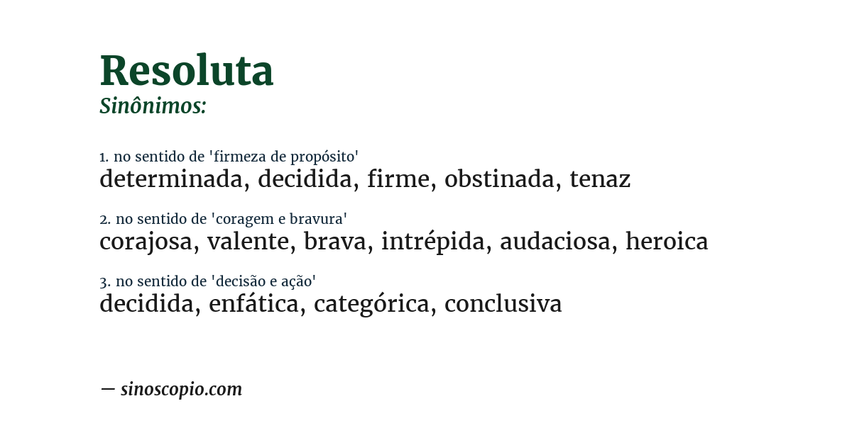 Sinônimo de resoluta