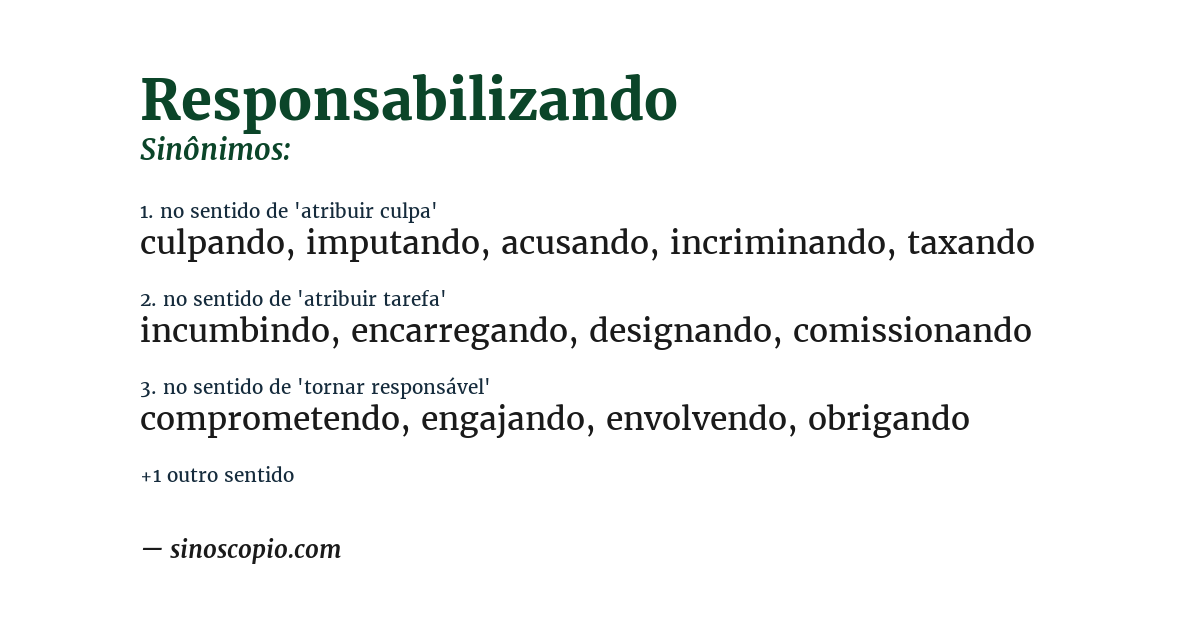 Sinônimo de responsabilizando