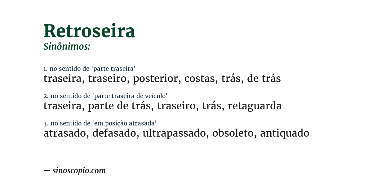 Sinônimo de retroseira