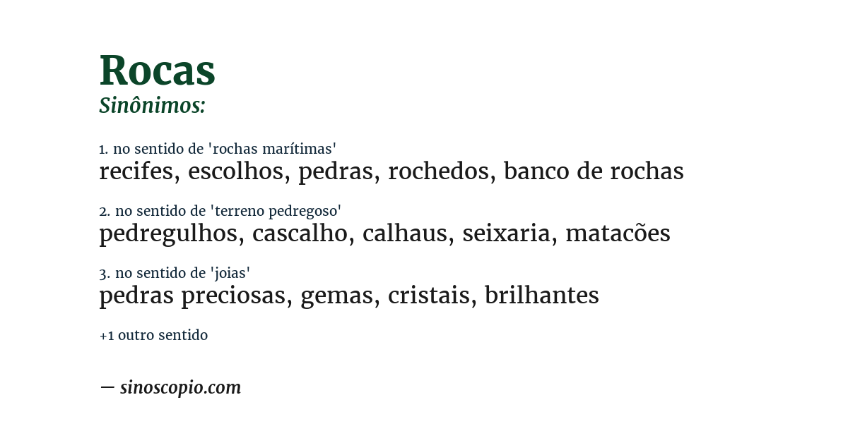 Sinônimo de rocas