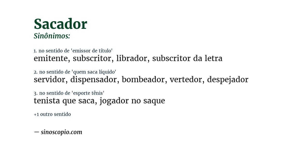 Sinônimo de sacador