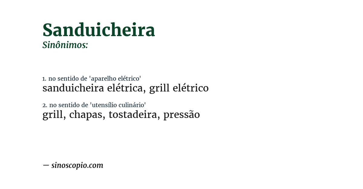 Sinônimo de sanduicheira