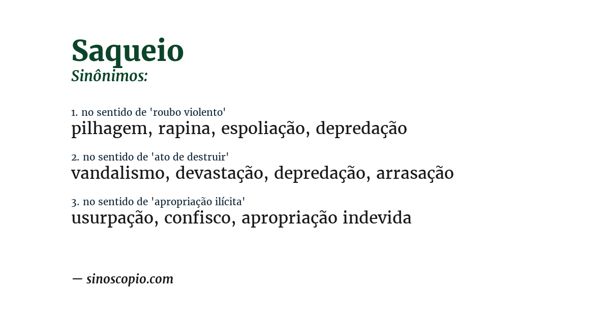 Sinônimo de saqueio