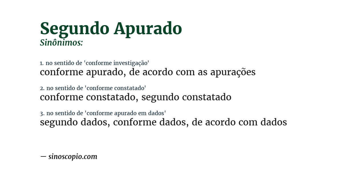 Sinônimo de segundo apurado