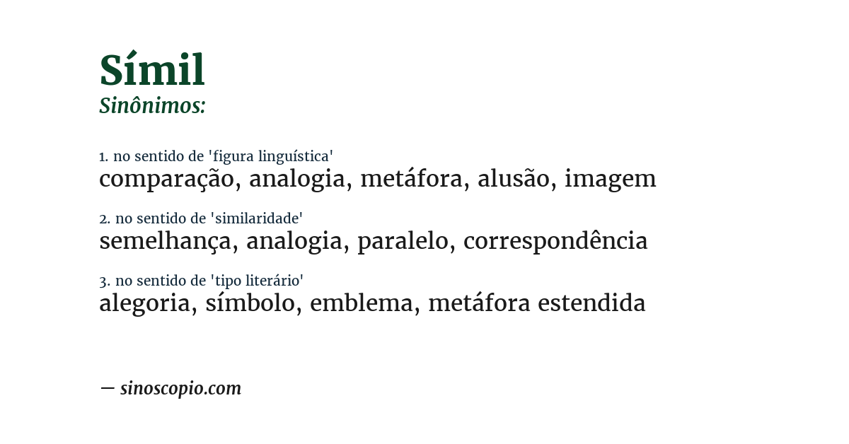 Sinônimos de Símil [por sentido] - Sinoscópio