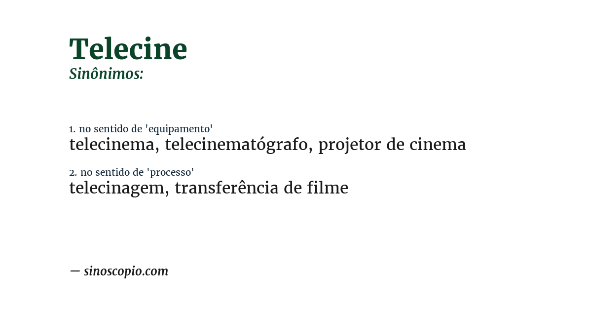 Sinônimo de telecine