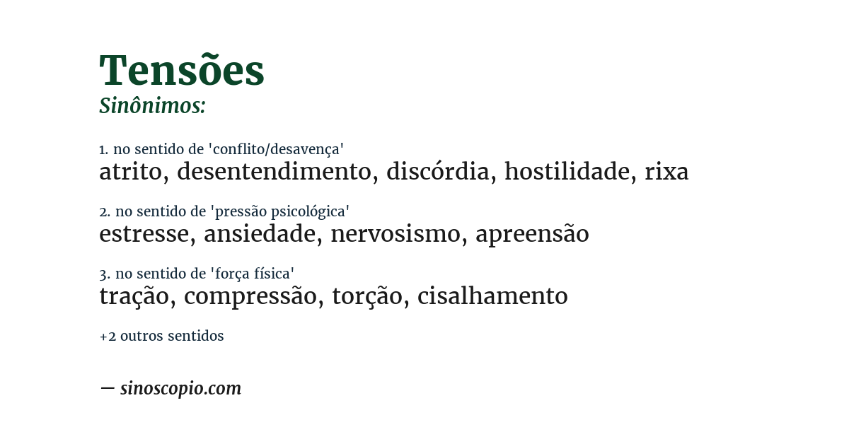 Sinônimo de tensões