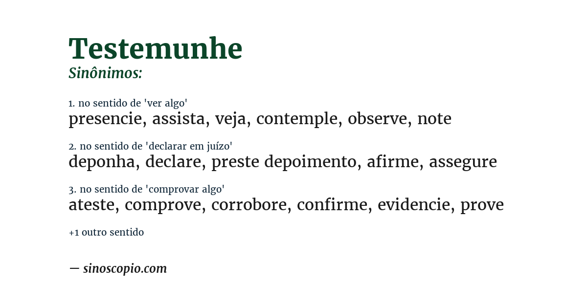Sinônimo de testemunhe