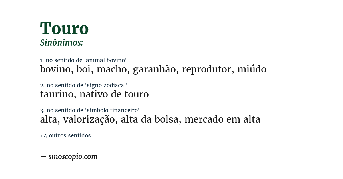 Sinônimo de touro