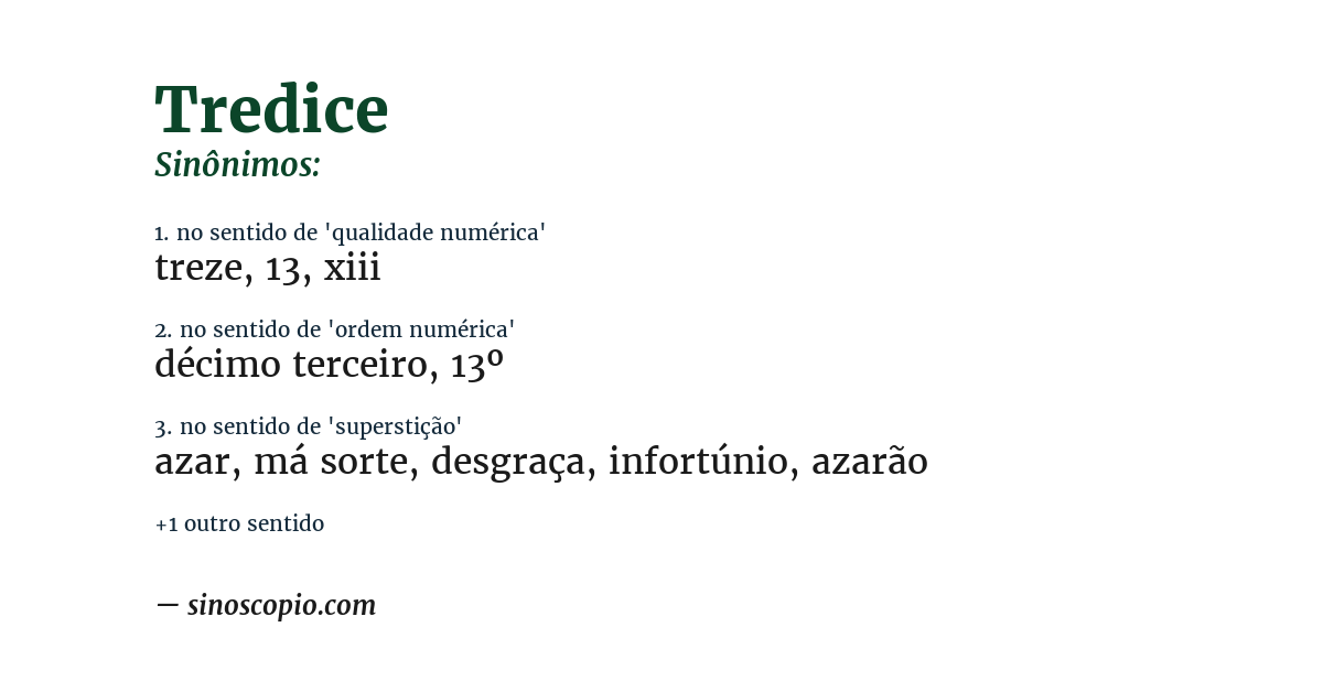 Sinônimo de tredice