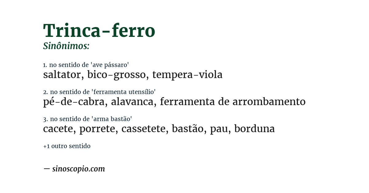 Sinônimo de trinca-ferro