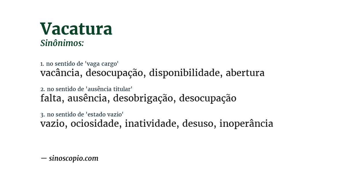Sinônimo de vacatura