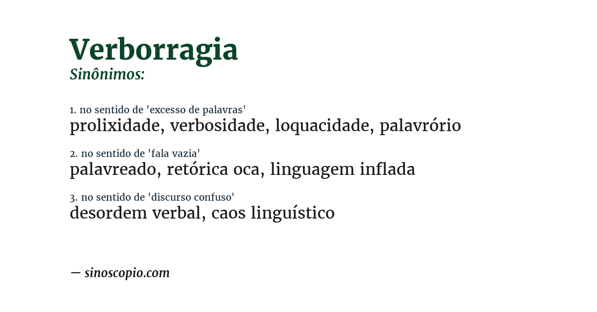 Sinônimo de verborragia