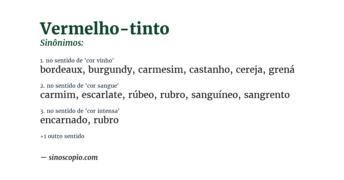 Sinônimo de vermelho-tinto