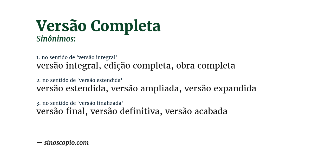 Sinônimo de versão completa