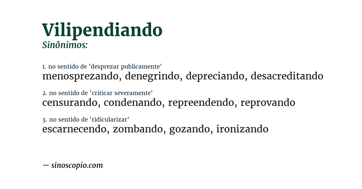 Sinônimo de vilipendiando