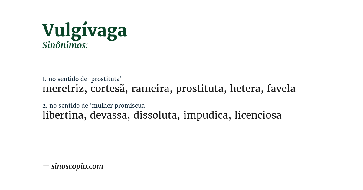 Sinônimo de vulgívaga