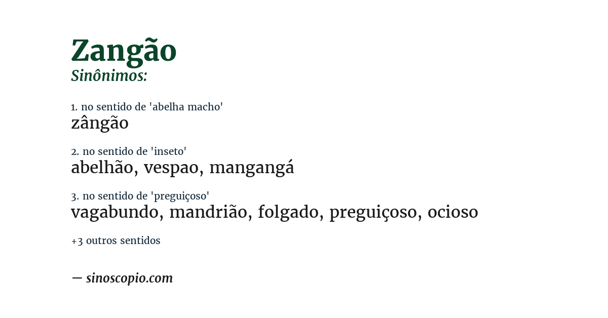 Sinônimo de zangão