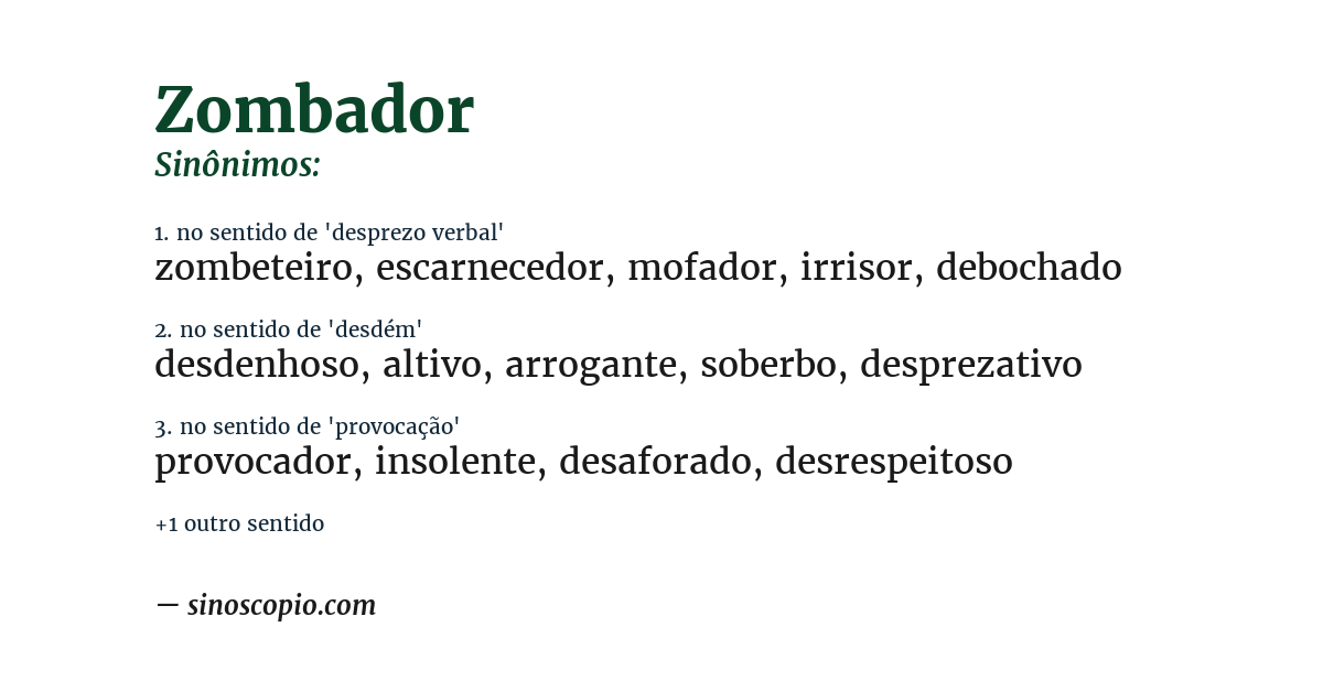Sinônimo de zombador