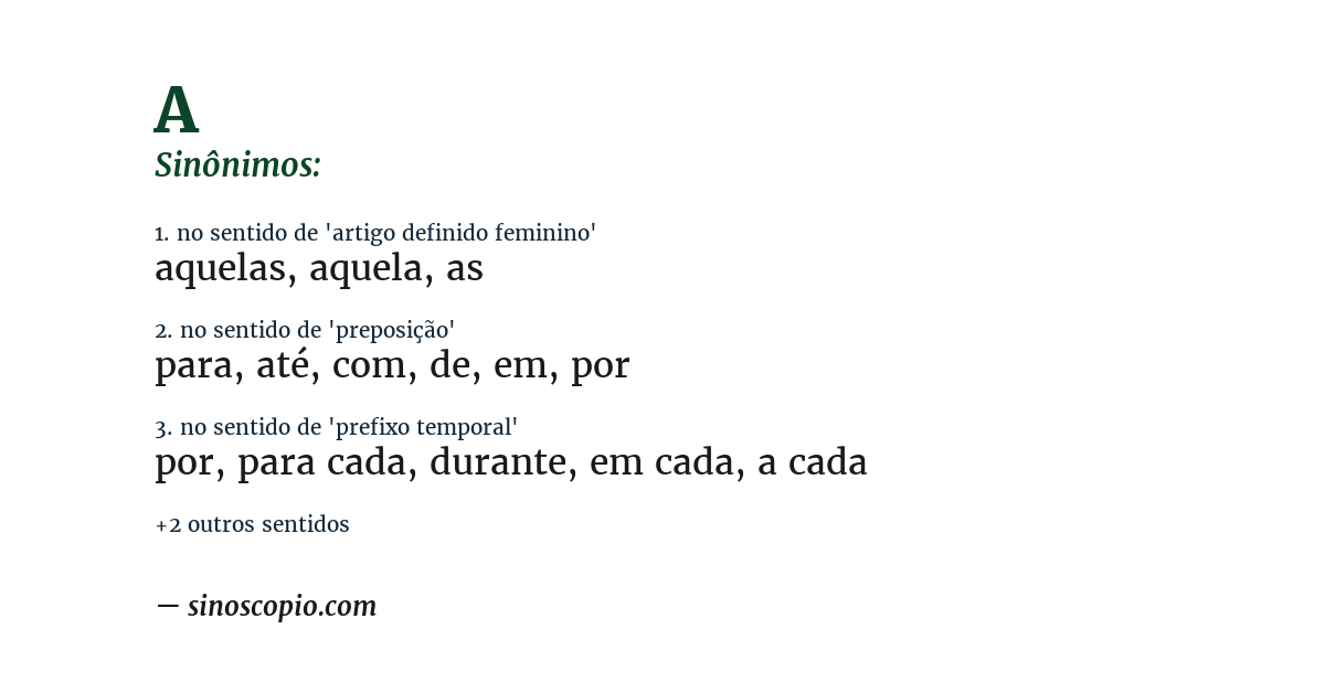Sinônimo de a
