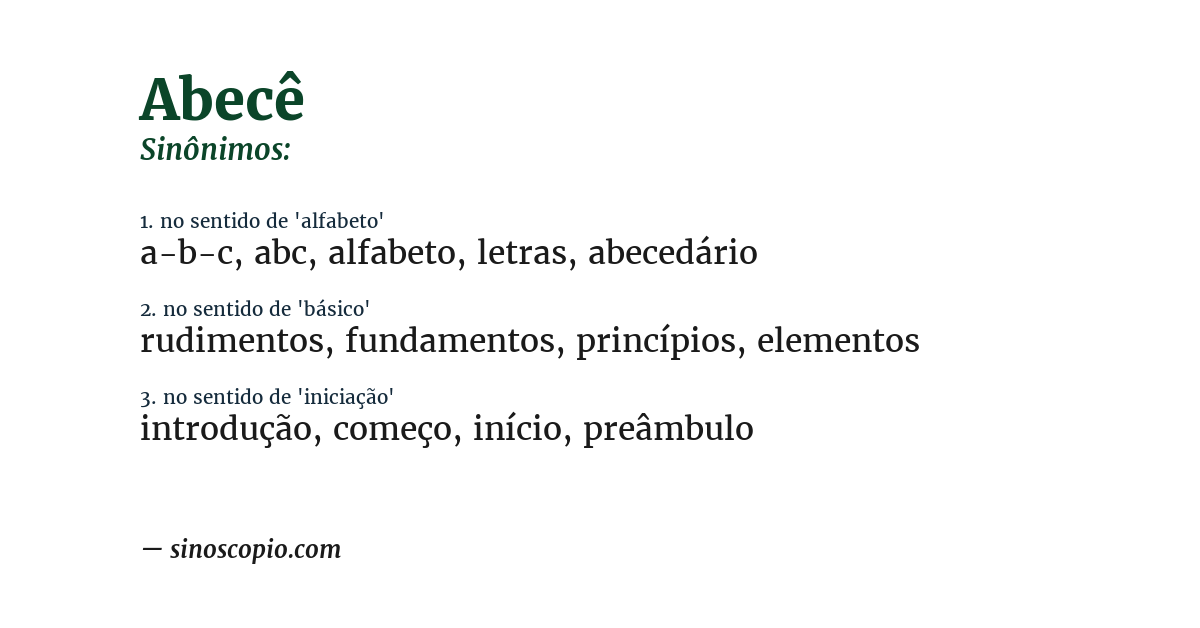 Sinônimo de abecê