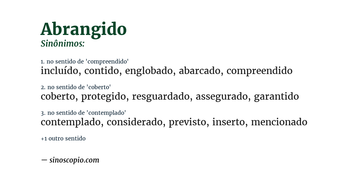 Sinônimo de abrangido