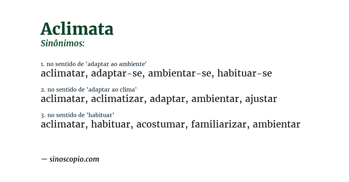 Sinônimo de aclimata