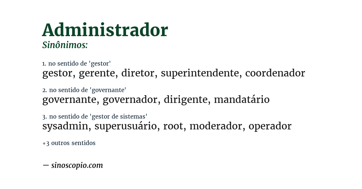 Sinônimo de administrador