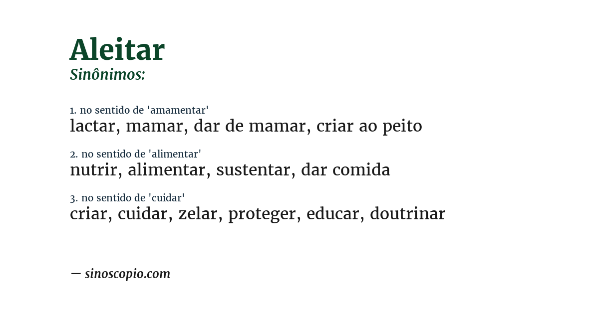 Sinônimo de aleitar