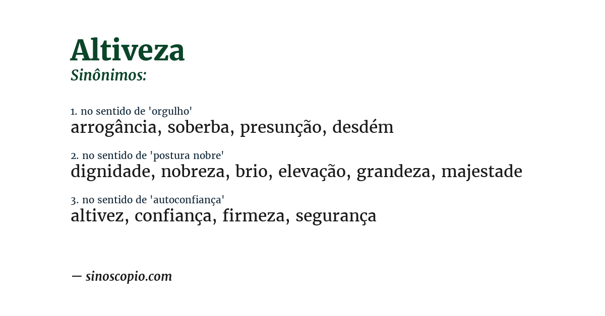 Sinônimo de altiveza