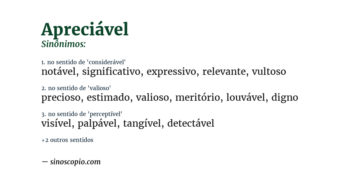 Sinônimo de apreciável