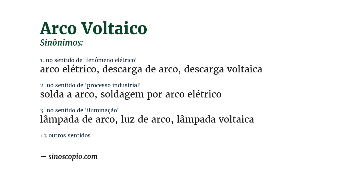 Sinônimo de arco voltaico