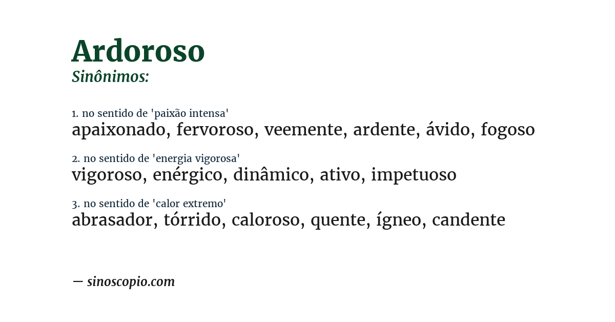 Sinônimo de ardoroso