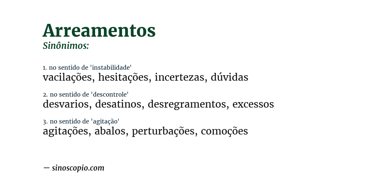 Sinônimo de arreamentos