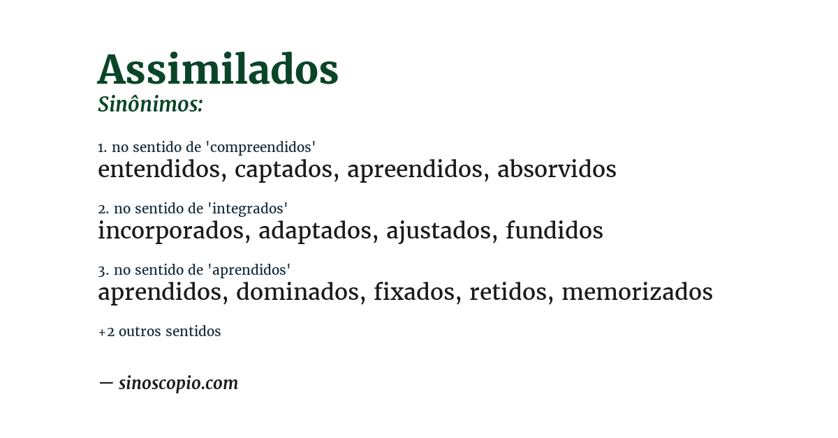 Sinônimo de assimilados