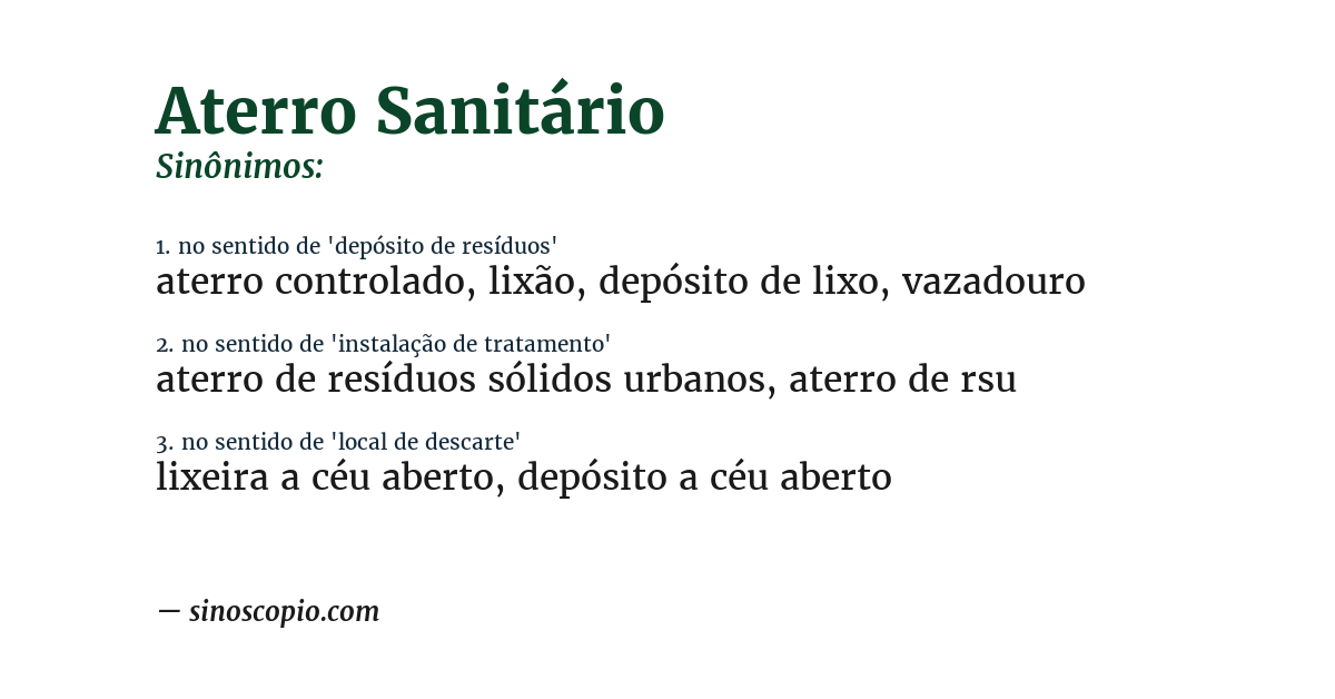 Sinônimo de aterro sanitário