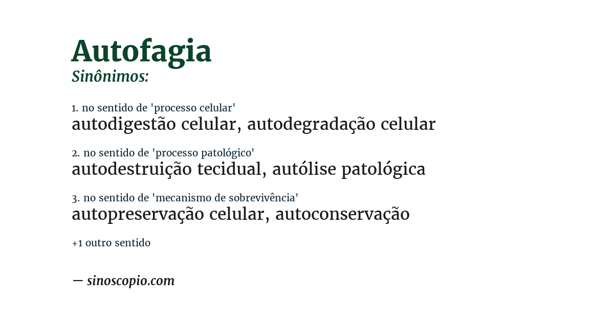 Sinônimo de autofagia
