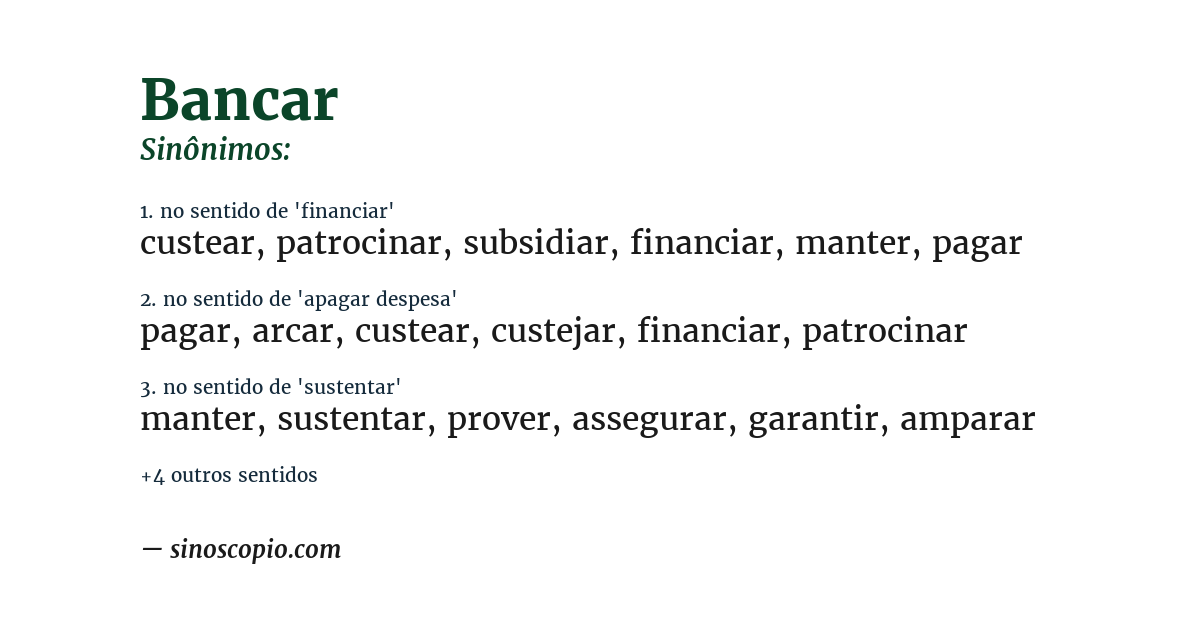 Sinônimo de bancar