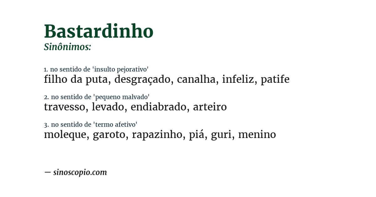 Sinônimo de bastardinho
