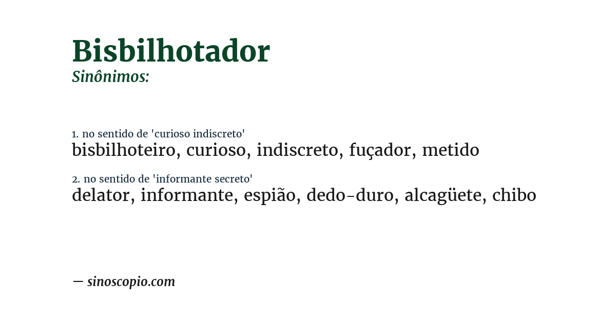 Sinônimo de bisbilhotador