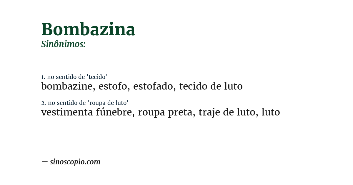 Sinônimo de bombazina