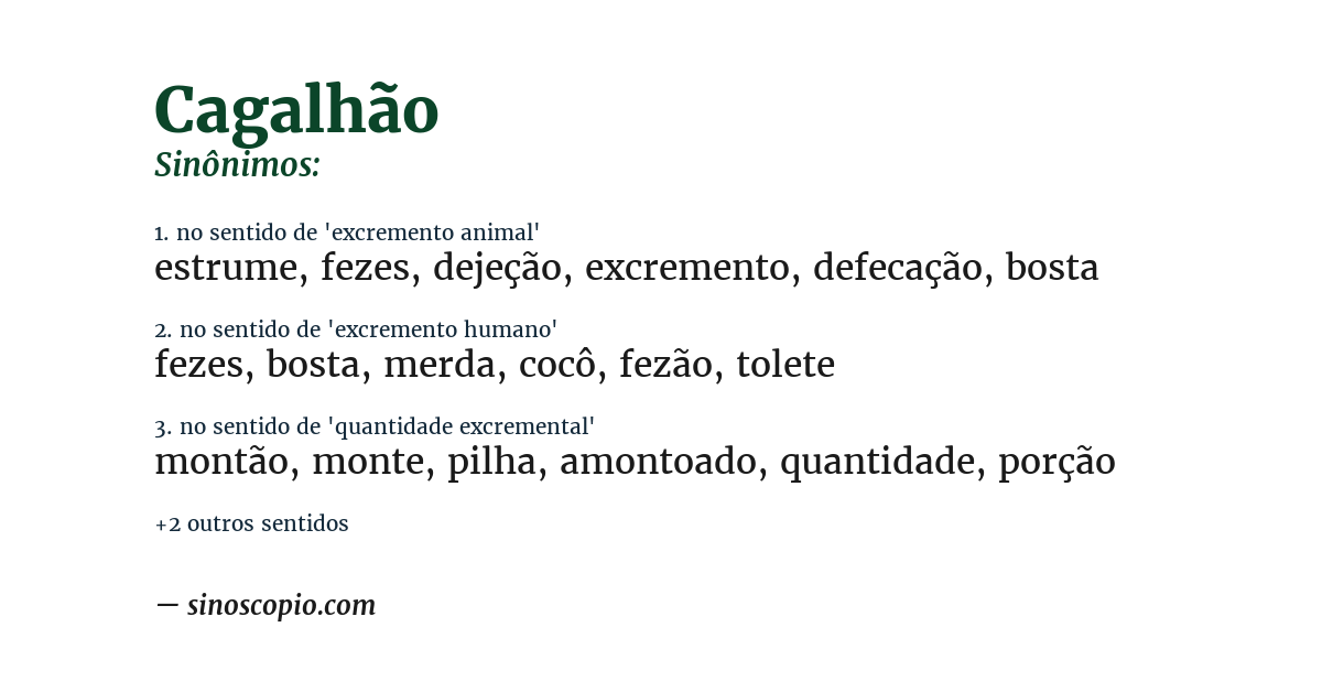 Sinônimo de cagalhão