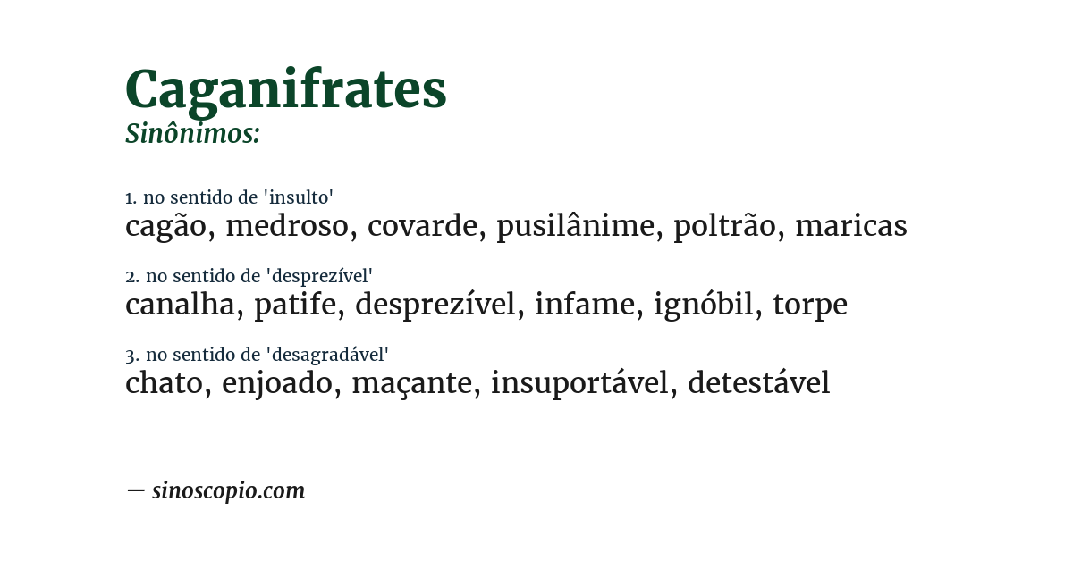 Sinônimo de caganifrates