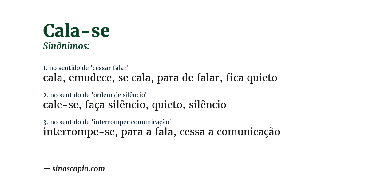 Sinônimo de cala-se