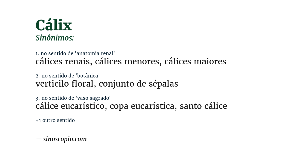 Sinônimo de cálix
