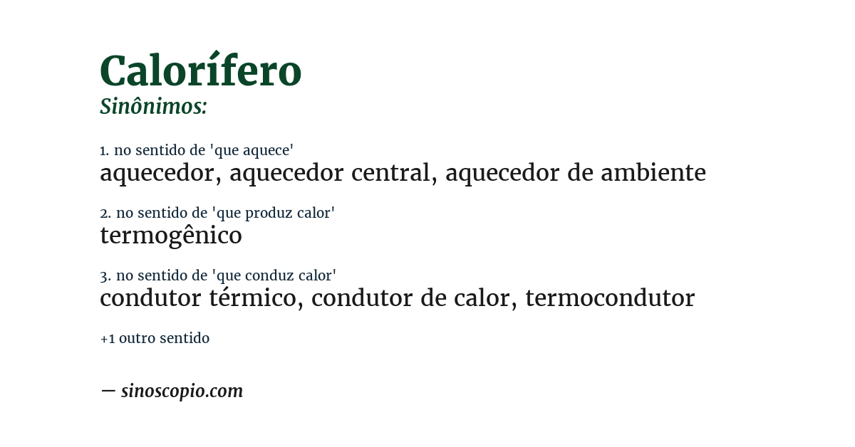 Sinônimo de calorífero