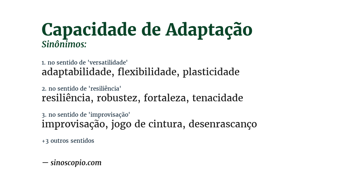 Sinônimo de capacidade de adaptação