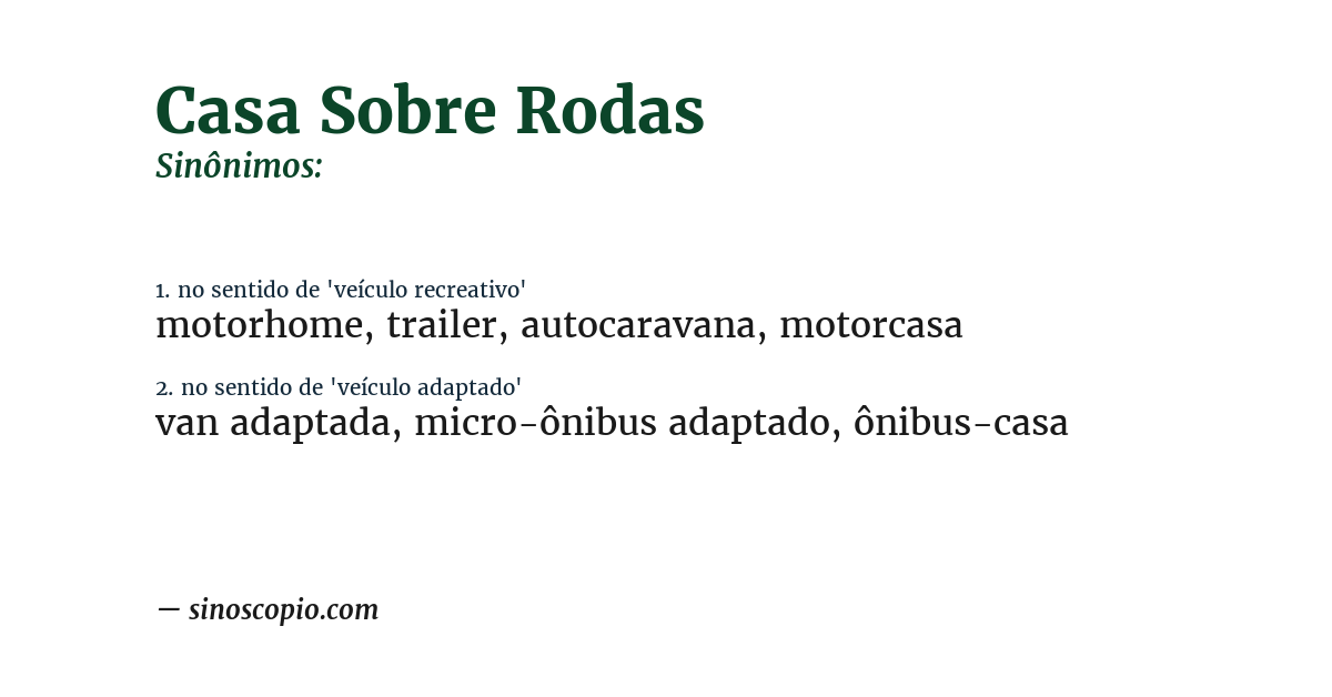 Sinônimo de casa sobre rodas