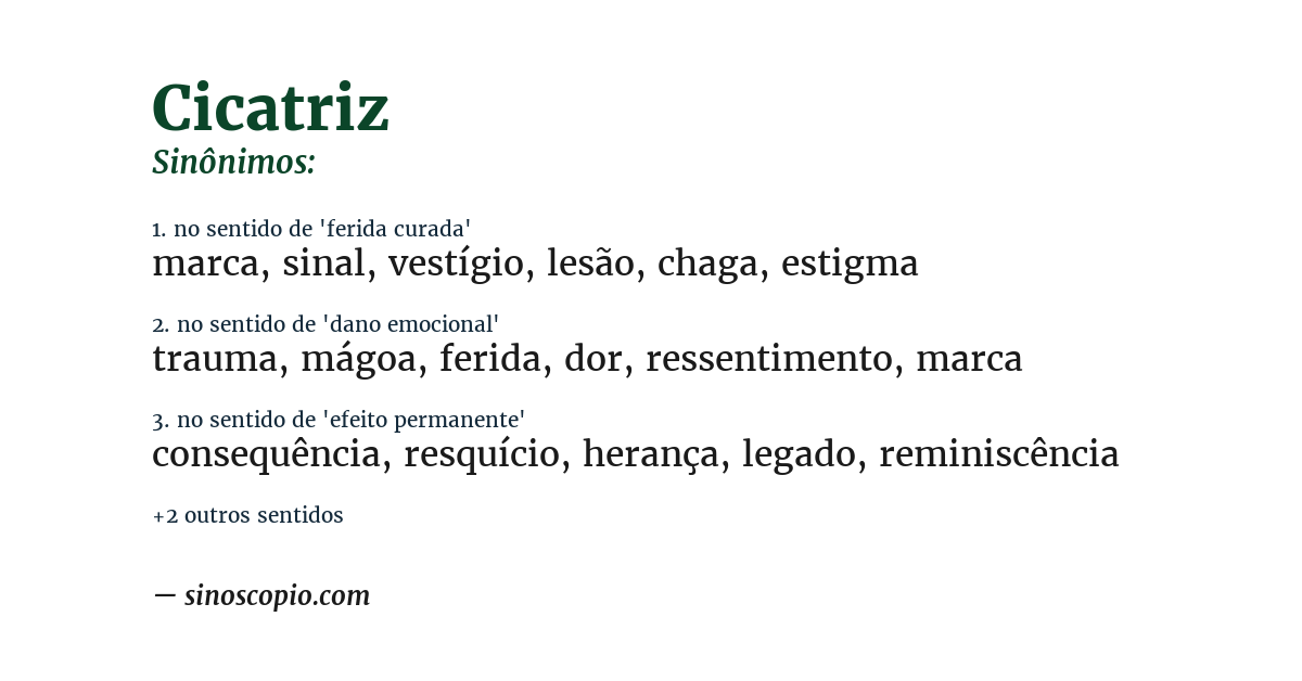 Sinônimo de cicatriz